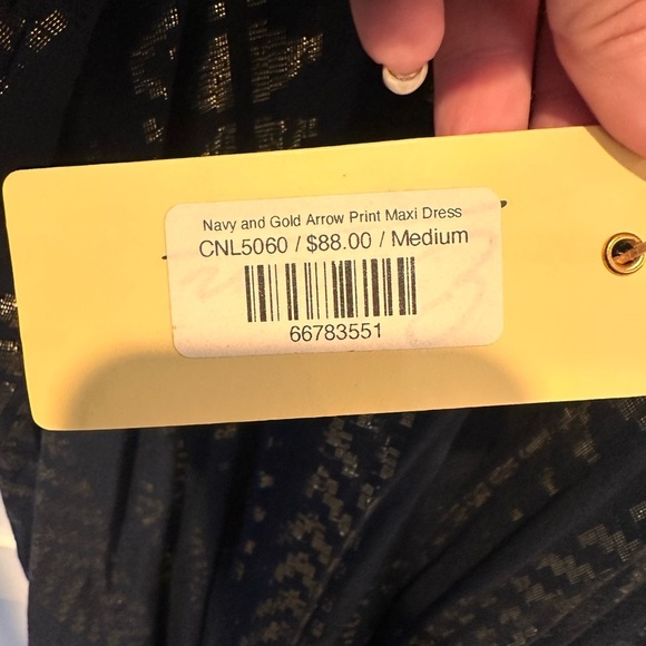 Elan Navy Dress with Gold Patterns - Picture 3 of 9